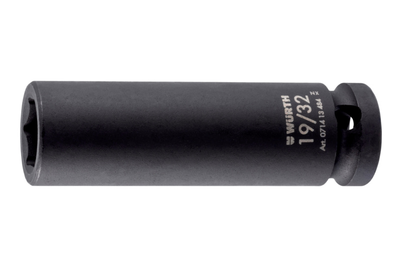1/2 Zoll Kraft-Steckschlüssel Zoll 6-kant lang 19/32"