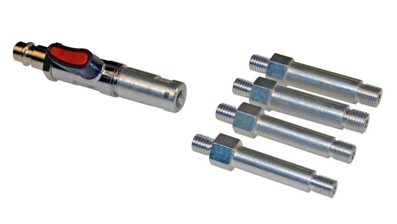 Druckluftadapter-Satz universal für Glühkerzengewinde mit Sperrventil 5-teilig
