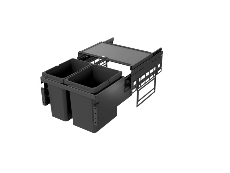 Mülltrennsystem ENVI Space 2-fach, 1x12, 1x15,5 Liter für Schrankbreite 500 mm