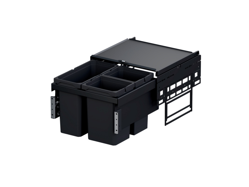 Mülltrennsystem ENVI Space 3-fach, 1x16, 2x10 Liter für Schrankbreite 500 mm