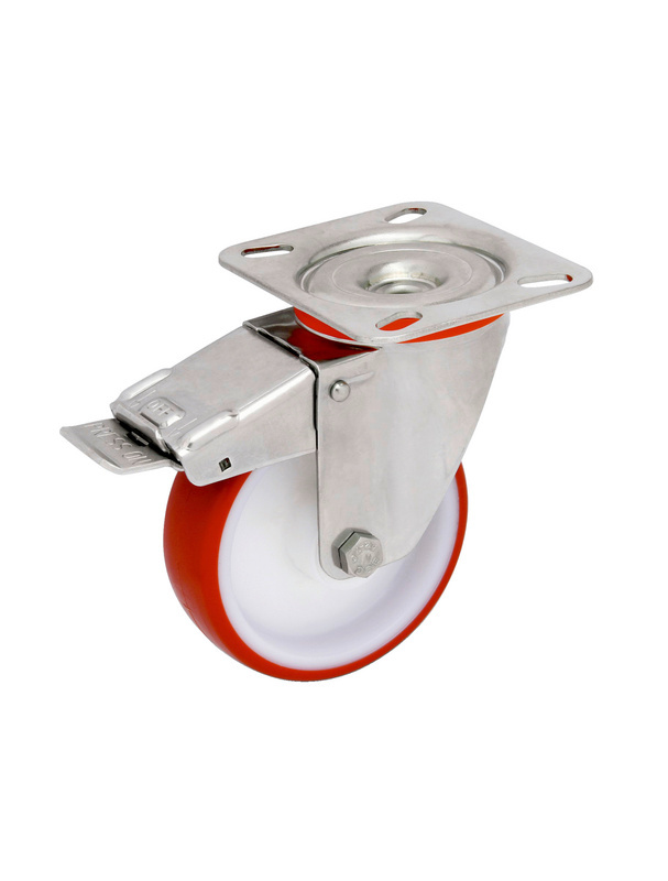 Transportgeräterolle Ø 125mm mit drehbarer Halterung und Feststellbremse