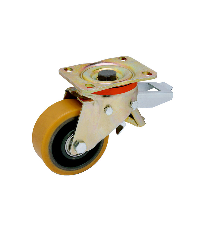 Schwerlastrolle mit drehbarer Halterung und Feststellbremse Ø 125mm