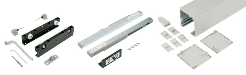 Zimmerschiebetürbeschlag-Set ABILIT 120-H für die Deckenmontage bei Holztüren