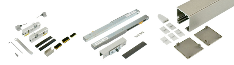 Zimmerschiebetürbeschlag-Set ABILIT 50-G für die Deckenmontage bei Glastüren