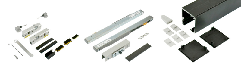 Zimmerschiebetürbeschlag-Set ABILIT 50-G für die Deckenmontage bei Glastüren