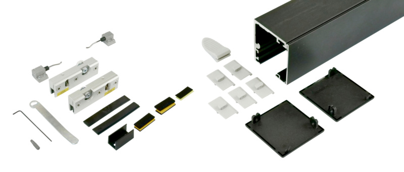 Zimmerschiebetürbeschlag-Set ABILIT 50-G für die Wandmontage bei Glastüren