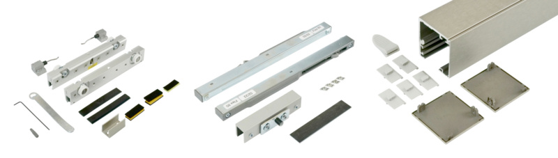 Zimmerschiebetürbeschlag-Set ABILIT 120-G für die Wandmontage bei Glastüren