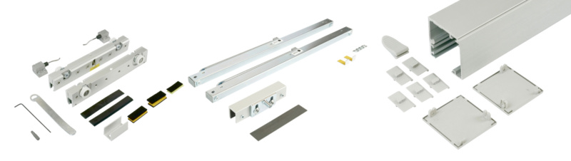 Zimmerschiebetürbeschlag-Set ABILIT 120-G für die Wandmontage bei Glastüren