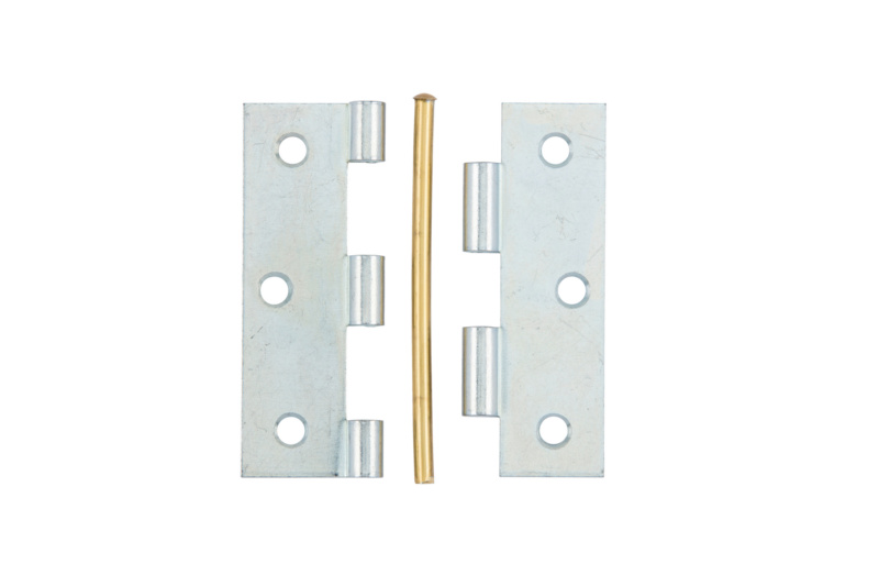 Gerolltes Scharnier schmal mit losem Messing Knopfstift 75x50mm