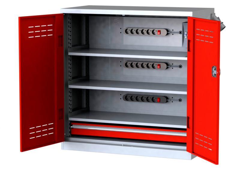 Akkuladeschrank mit Flügeltüren FLGTRSHRNK-VOLLBL-AKKU-AS11-RAL3020