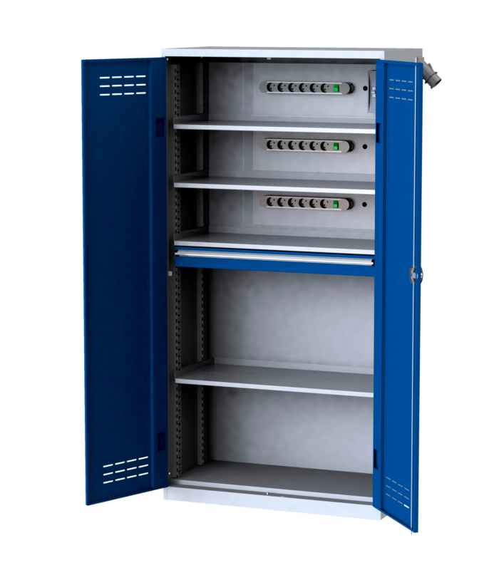 Akkuladeschrank mit Flügeltüren FLGTRSHRNK-VOLLBL-AKKU-AS21-RAL5010