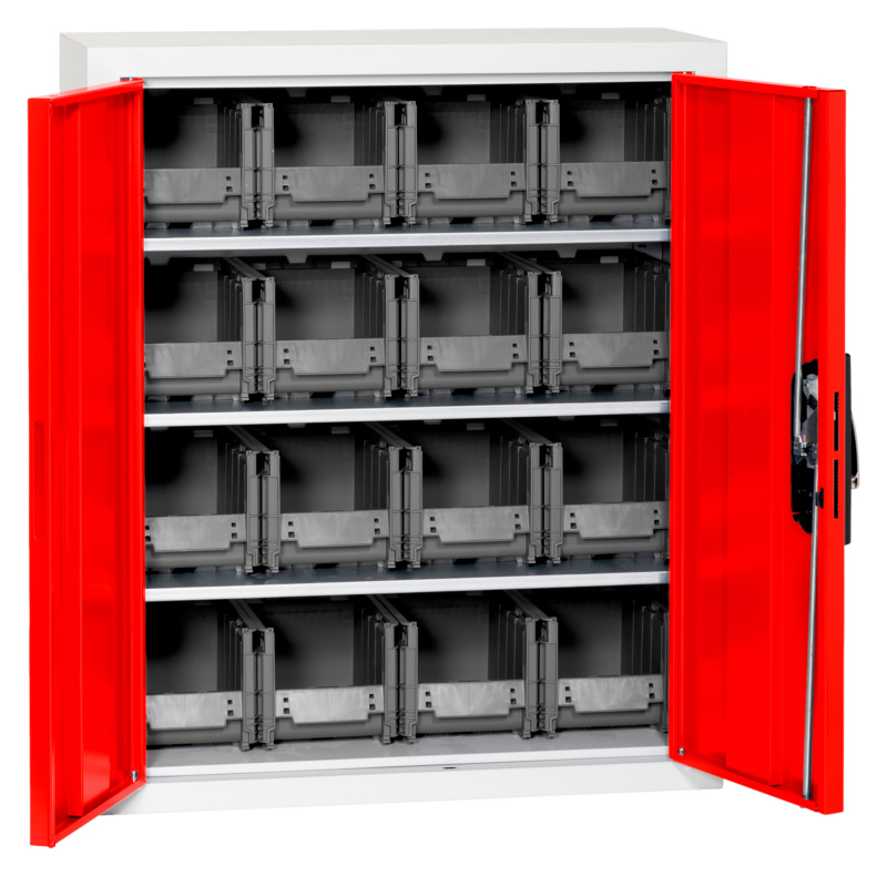 Flügeltürenschrank Tiefe 300 mm mit System-Lagerboxen W-SLB Größe 1