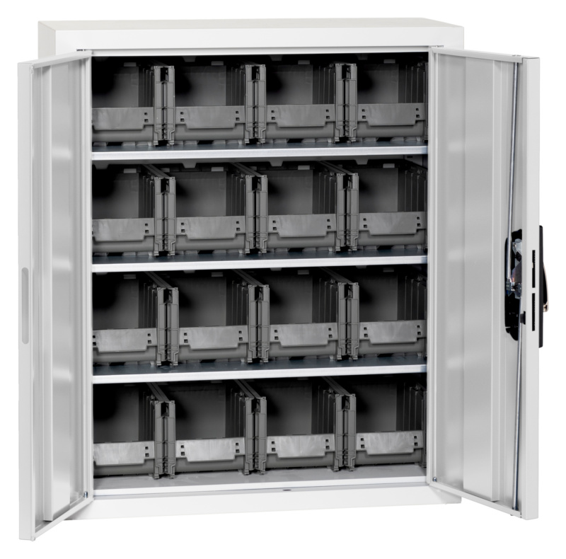 Flügeltürenschrank Tiefe 300 mm mit System-Lagerboxen W-SLB Größe 1
