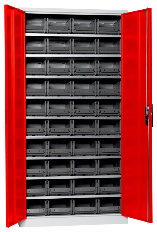 Flügeltürenschrank Tiefe 420 mm mit System-Lagerboxen W-SLB Größe 2