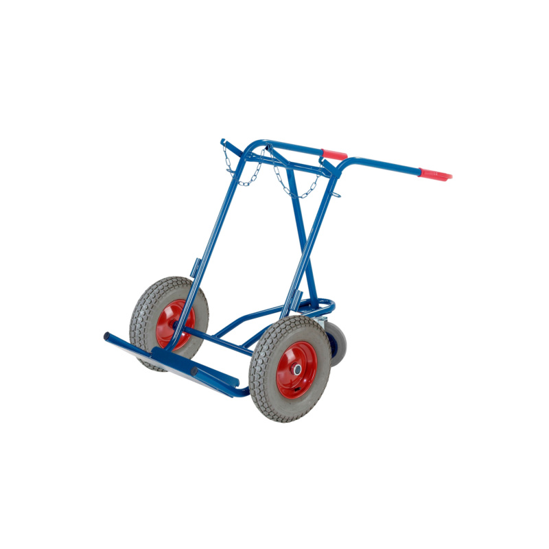 Stahlflaschenkarre mit Stützrad STFLASHKARRE-VOLLGU-STUEZRAD-2X50LTR