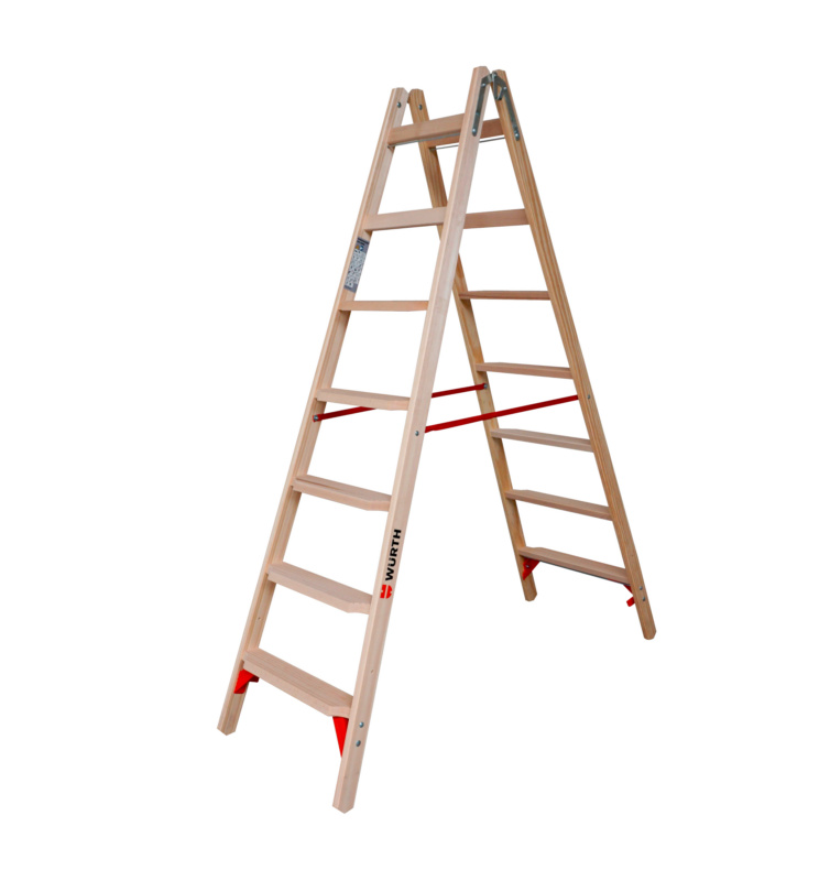 Holz-Stufenstehleiter STEHLEI-HO-2X7-STUF