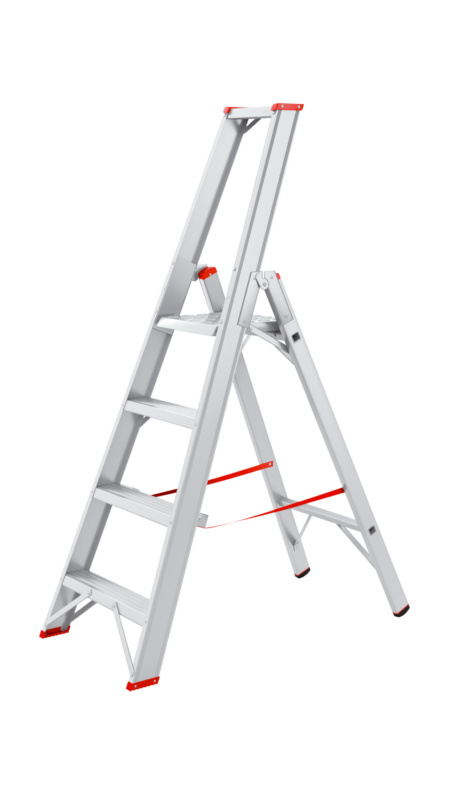Alu-Stufenstehleiter mit Plattform STEHLEI-PLTFORM-4STUF