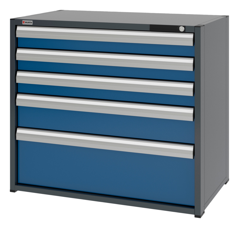 System-Schubladenschrank 16.6 - 1037x603 mm SLSHRNK-16.6-H915-5SL-RAL5010