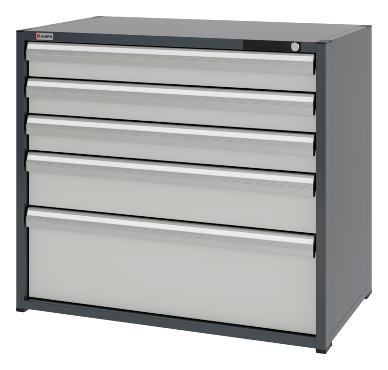 System-Schubladenschrank 16.6 - 1037x603 mm SLSHRNK-16.6-H915-5SL-RAL7035