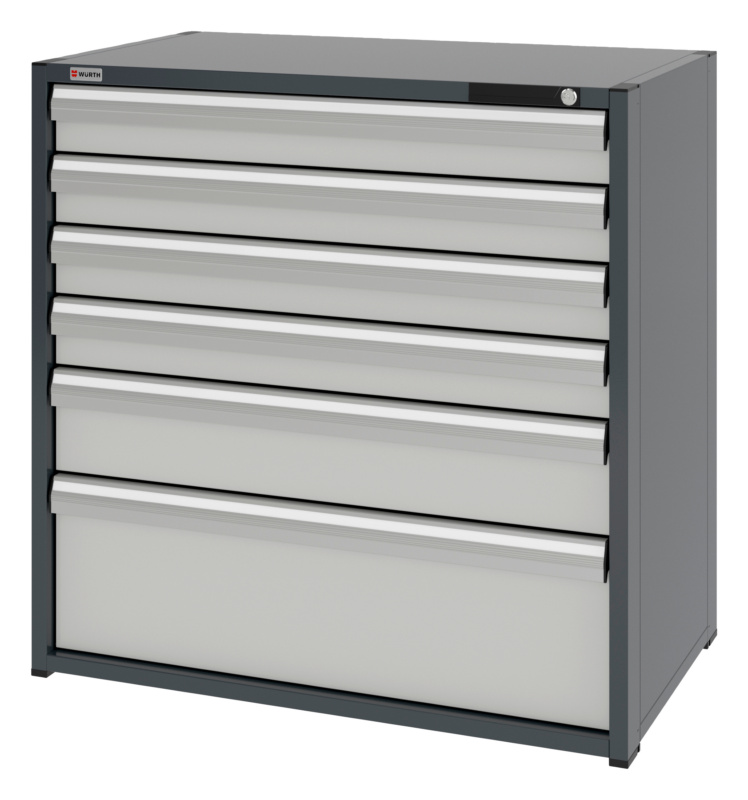 System-Schubladenschrank 16.6 - 1037x603 mm SLSHRNK-16.6-H1035-6SL-RAL7035