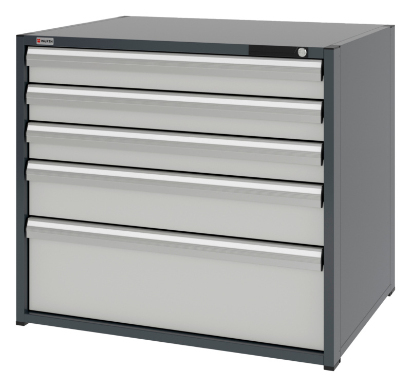 System-Schubladenschrank 16.8 - 1037x770 mm SLSHRNK-16.8-H915-5SL-RAL7035