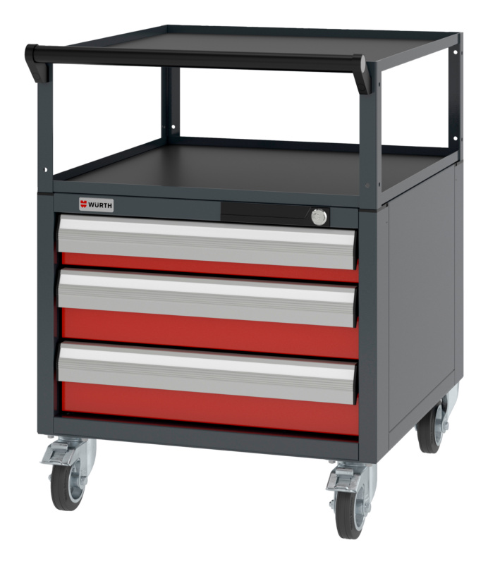System-Schubladenschrank fahrbar 8.6/574x603mm SLSHRNK-FAHRBAR-8.6-H750-3SL-RAL3