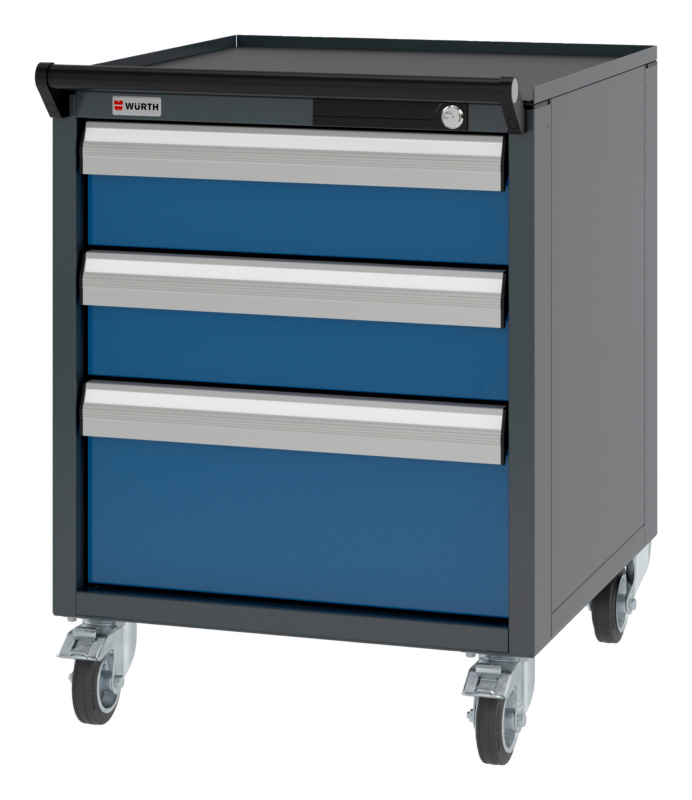 System-Schubladenschrank fahrbar 8.6/574x603mm SLSHRNK-FAHRBAR-8.6-H750-3SL-RAL5