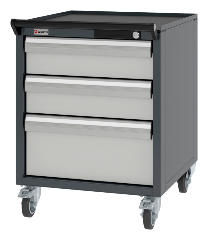 System-Schubladenschrank fahrbar 8.6/574x603mm SLSHRNK-FAHRBAR-8.6-H750-3SL-RAL7