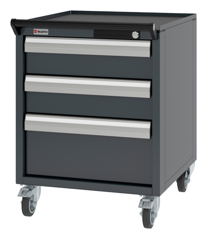 System-Schubladenschrank fahrbar 8.6/574x603mm SLSHRNK-FAHRBAR-8.6-H750-3SL-RAL7