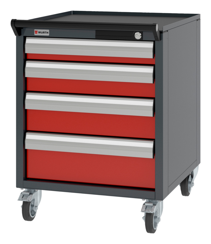 System-Schubladenschrank fahrbar 8.6/574x603mm SLSHRNK-FAHRBAR-8.6-H750-4SL-RAL3