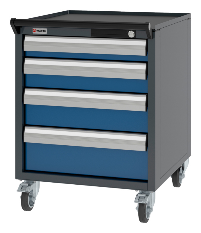 System-Schubladenschrank fahrbar 8.6/574x603mm SLSHRNK-FAHRBAR-8.6-H750-4SL-RAL5