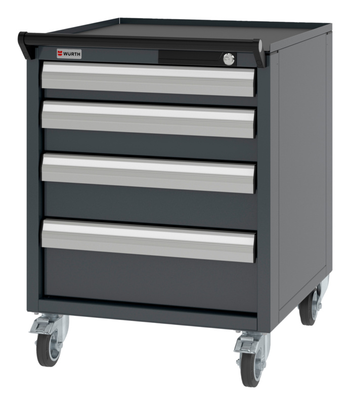 System-Schubladenschrank fahrbar 8.6/574x603mm SLSHRNK-FAHRBAR-8.6-H750-4SL-RAL7