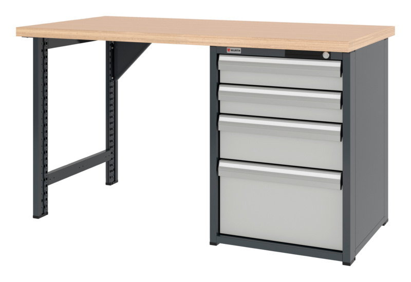 System-Werkbank 1500 mm mit 1 Werkbankfuß und Schubladen-Unterbauschrank 8.6