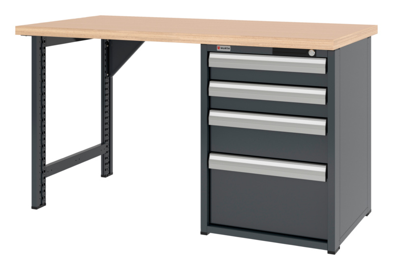 System-Werkbank 1500 mm mit 1 Werkbankfuß und Schubladen-Unterbauschrank 8.6