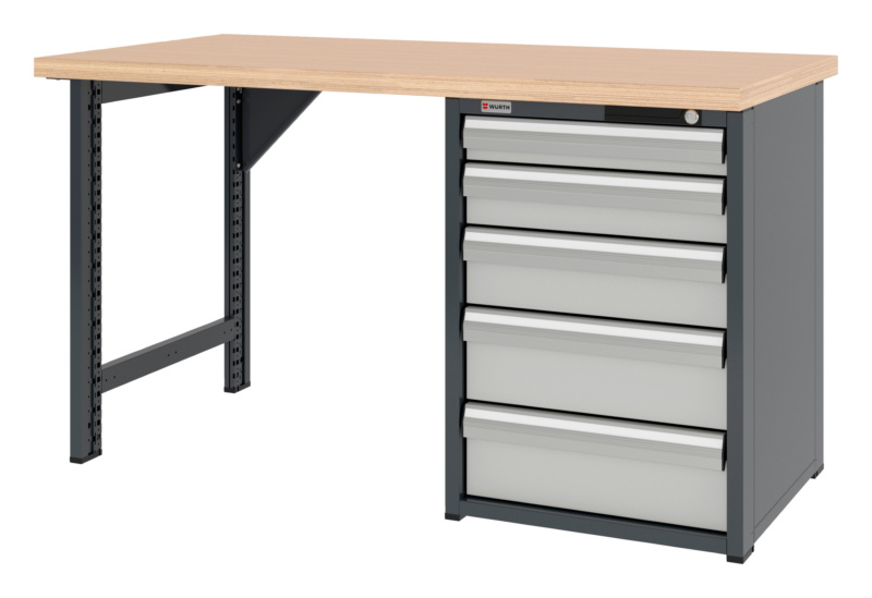 System-Werkbank 1500 mm mit 1 Werkbankfuß und Schubladen-Unterbauschrank 8.6