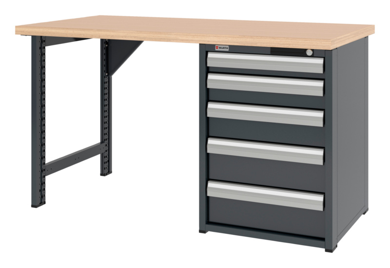 System-Werkbank 1500 mm mit 1 Werkbankfuß und Schubladen-Unterbauschrank 8.6