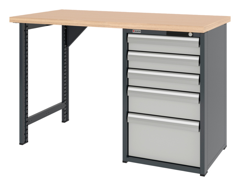 System-Werkbank 1500 mm mit 1 Werkbankfuß und Schubladen-Unterbauschrank 8.6