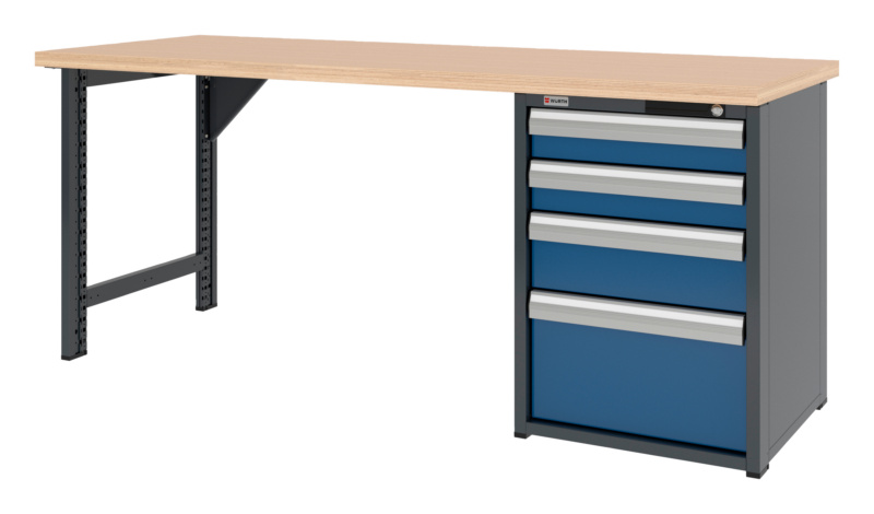 System-Werkbank 2000 mm mit 1 Werkbankfuß und Schubladen-Unterbauschrank 8.6