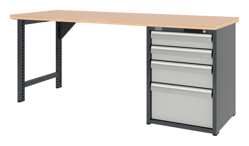 System-Werkbank 2000 mm mit 1 Werkbankfuß und Schubladen-Unterbauschrank 8.6