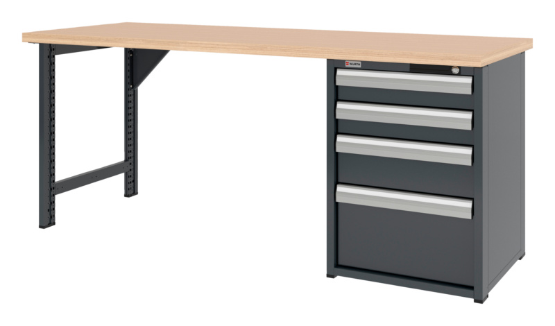 System-Werkbank 2000 mm mit 1 Werkbankfuß und Schubladen-Unterbauschrank 8.6