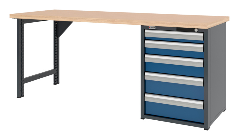 System-Werkbank 2000 mm mit 1 Werkbankfuß und Schubladen-Unterbauschrank 8.6