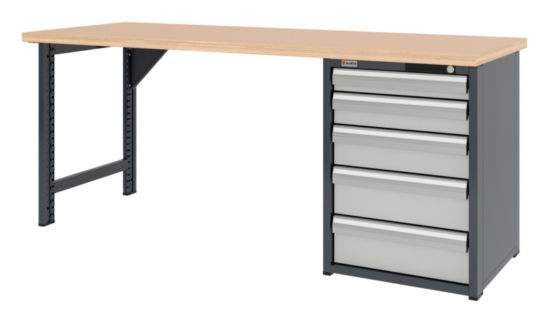System-Werkbank 2000 mm mit 1 Werkbankfuß und Schubladen-Unterbauschrank 8.6