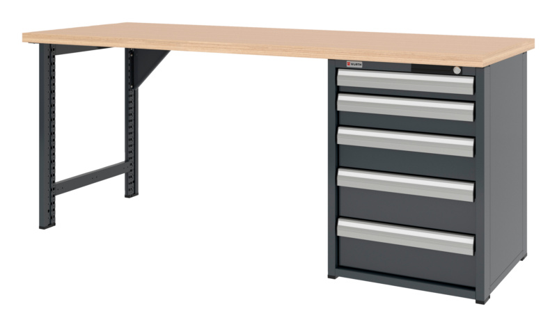 System-Werkbank 2000 mm mit 1 Werkbankfuß und Schubladen-Unterbauschrank 8.6