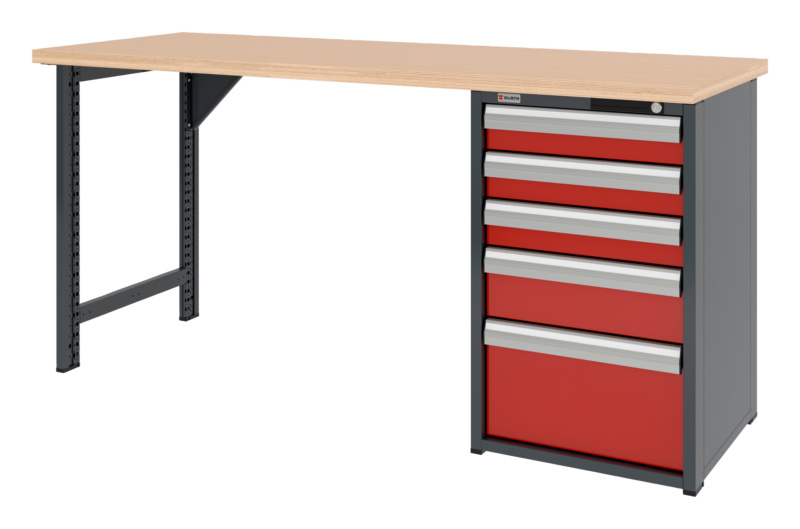 System-Werkbank 2000 mm mit 1 Werkbankfuß und Schubladen-Unterbauschrank 8.6