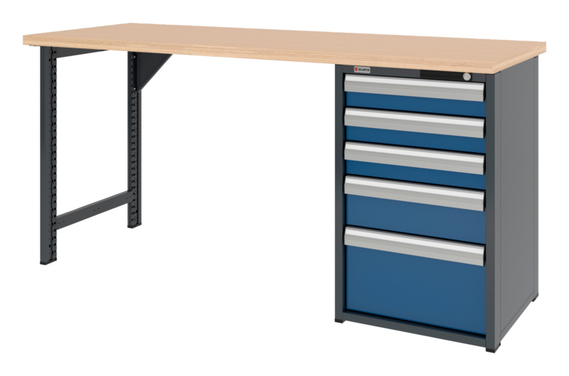 System-Werkbank 2000 mm mit 1 Werkbankfuß und Schubladen-Unterbauschrank 8.6