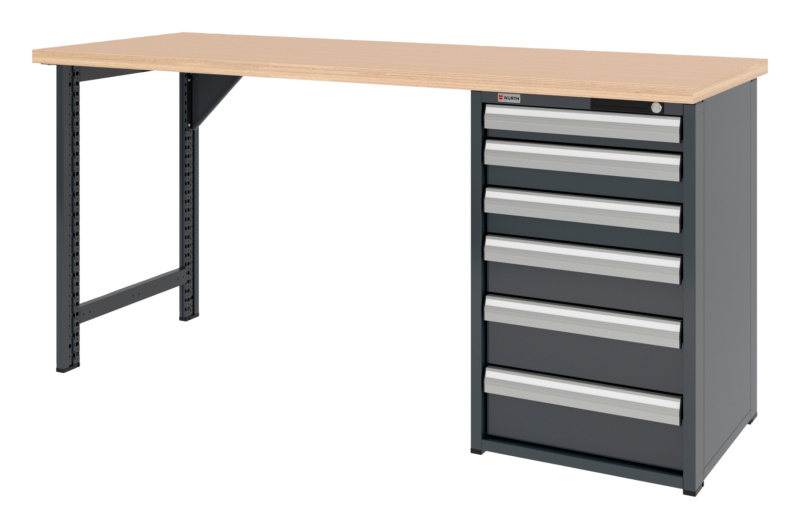 System-Werkbank 2000 mm mit 1 Werkbankfuß und Schubladen-Unterbauschrank 8.6