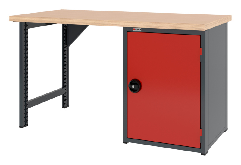 System-Werkbank 1500 mm mit 1 Werkbankfuß und Flügeltüren-Unterbauschrank 8.6