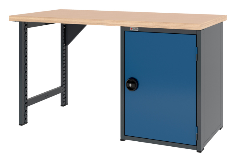 System-Werkbank 1500 mm mit 1 Werkbankfuß und Flügeltüren-Unterbauschrank 8.6
