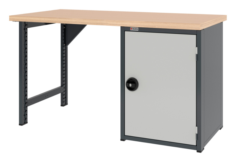 System-Werkbank 1500 mm mit 1 Werkbankfuß und Flügeltüren-Unterbauschrank 8.6