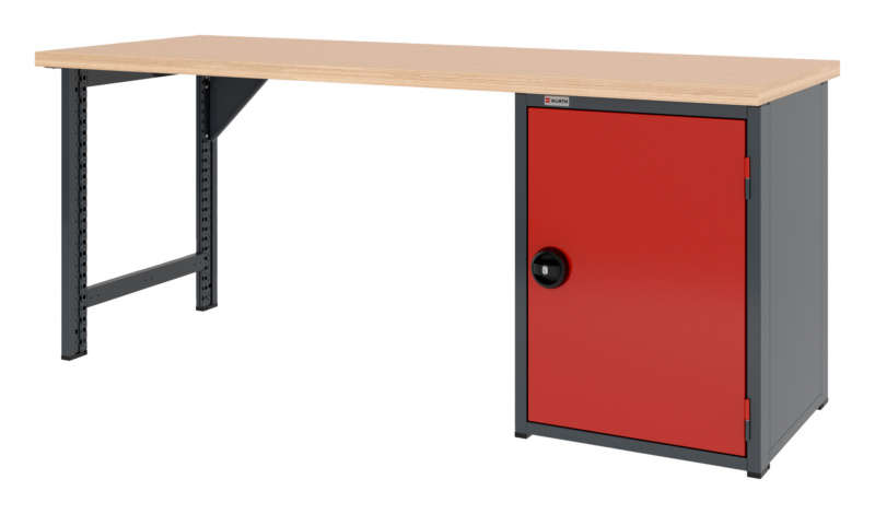 System-Werkbank 2000 mm mit 1 Werkbankfuß und Flügeltüren-Unterbauschrank 8.6